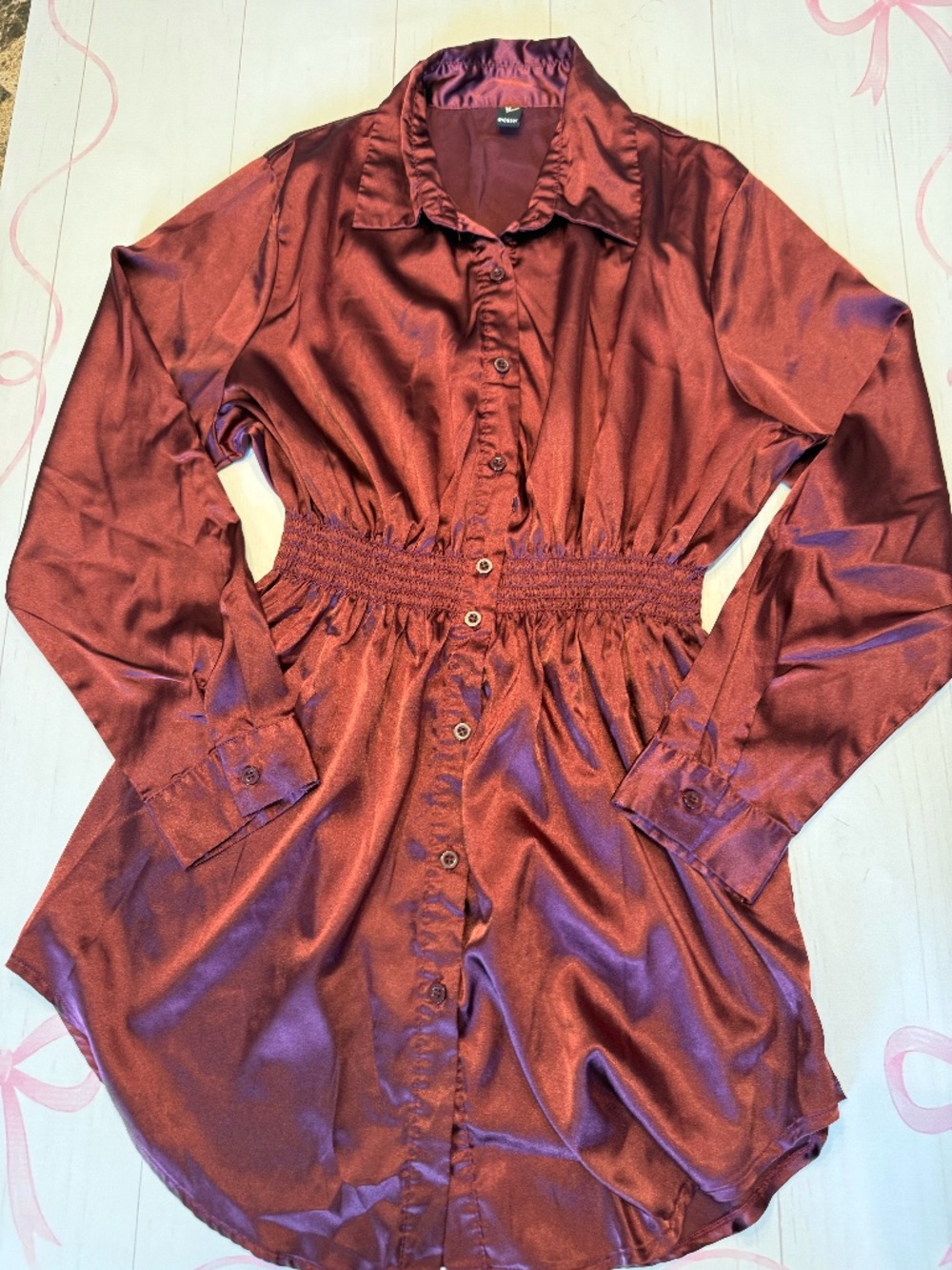 Windsor "Fall Nights" Satin Button Up Short Dress Size S